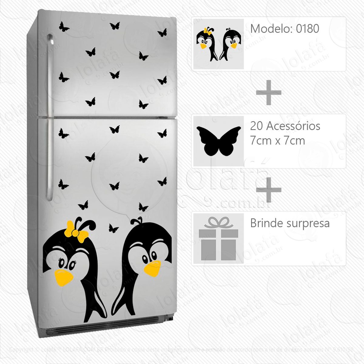 pinguins adesivo para geladeira e frigobar - mod:180