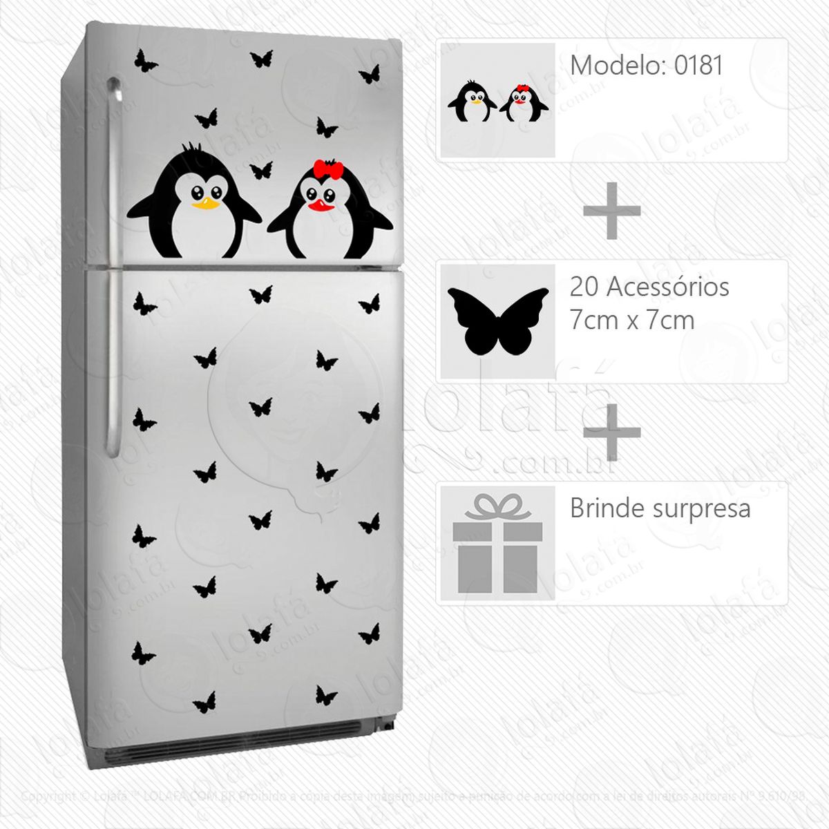 pinguins adesivo para geladeira e frigobar - mod:181