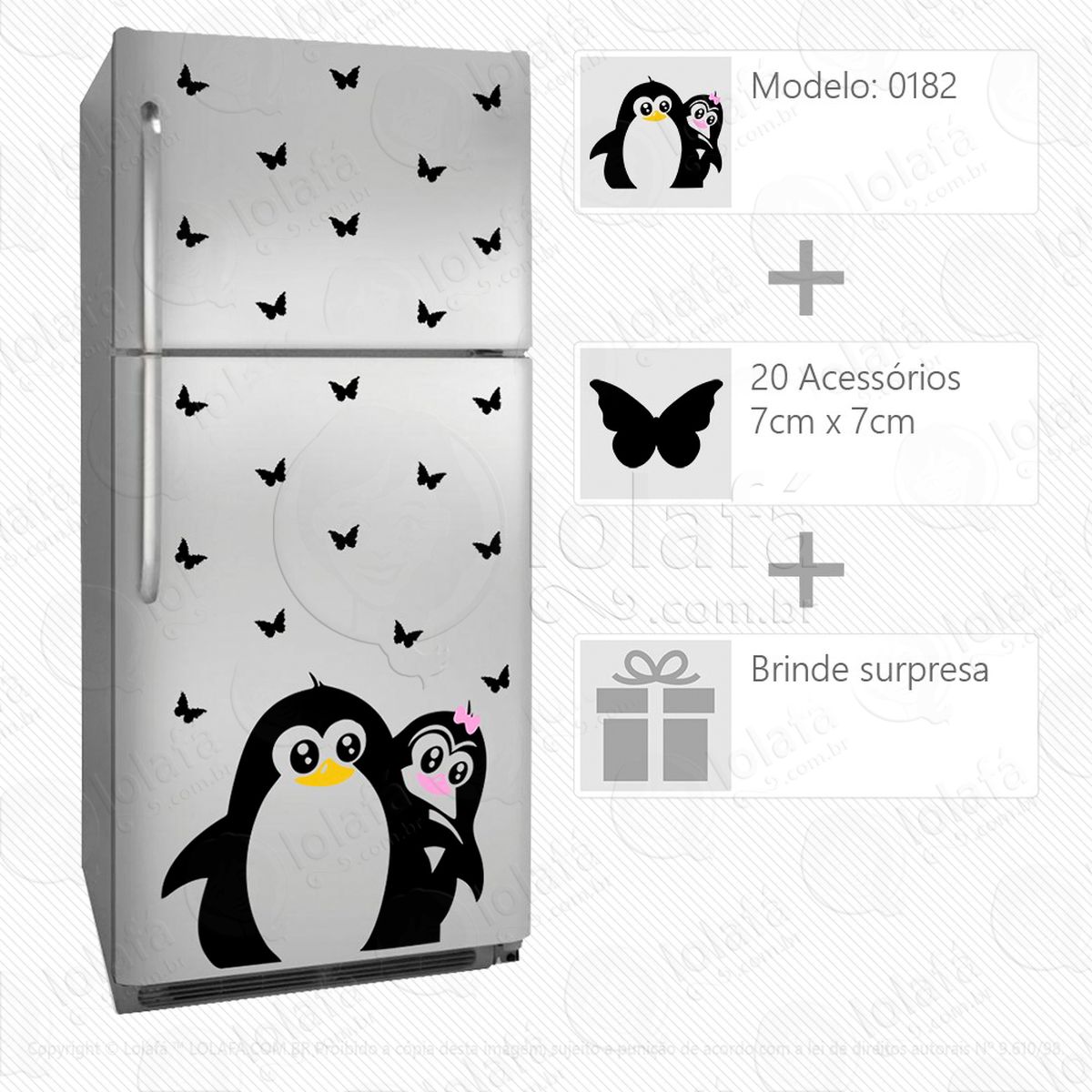 pinguins adesivo para geladeira e frigobar - mod:182