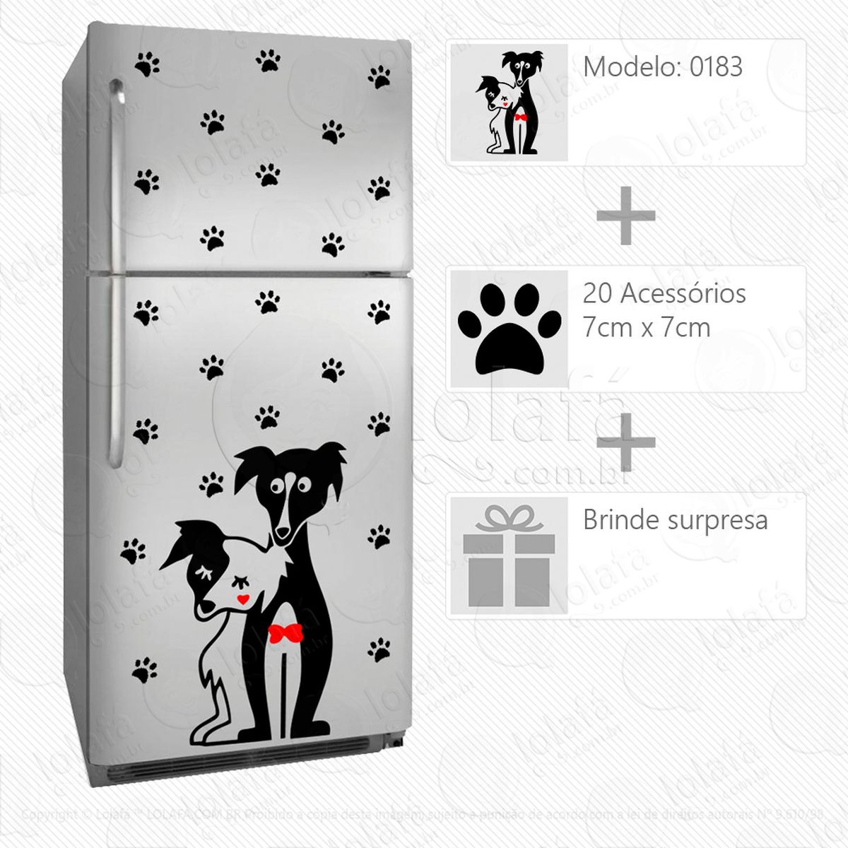 cachorros adesivo para geladeira e frigobar - mod:183