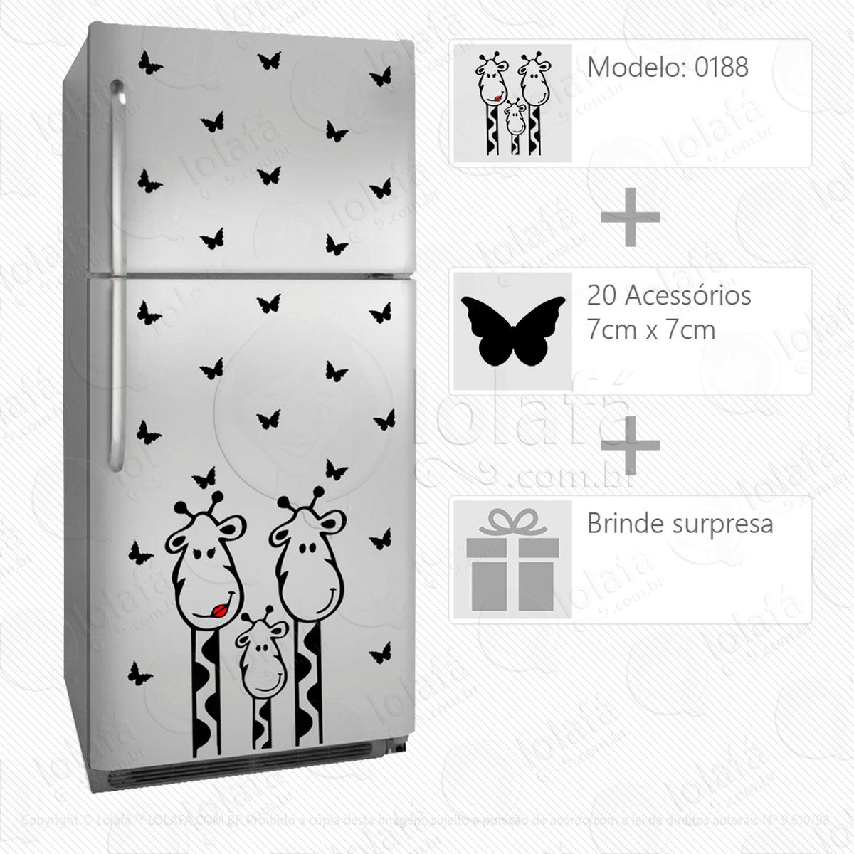 girafas adesivo para geladeira e frigobar - mod:188