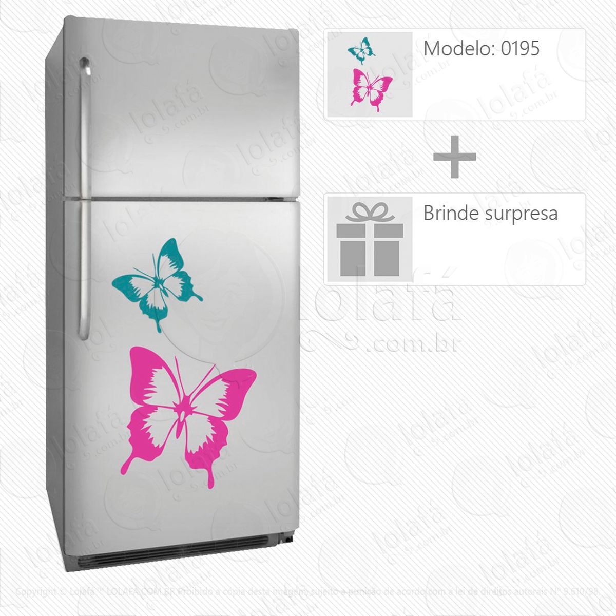 borboletas adesivo para geladeira e frigobar - mod:195