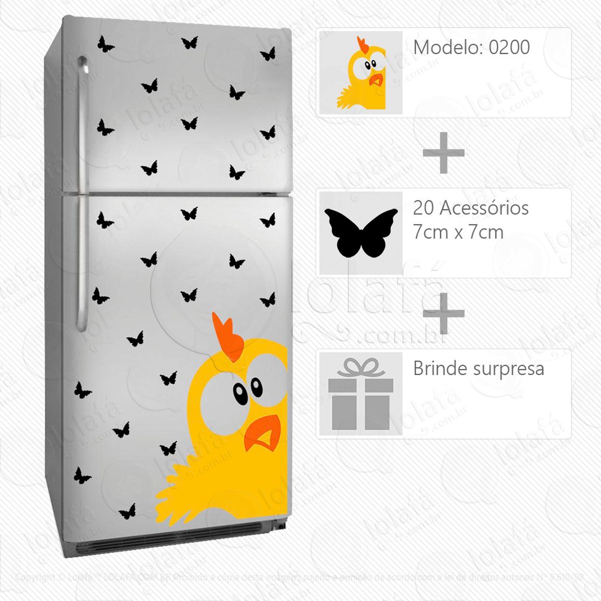 galinha adesivo para geladeira e frigobar - mod:200