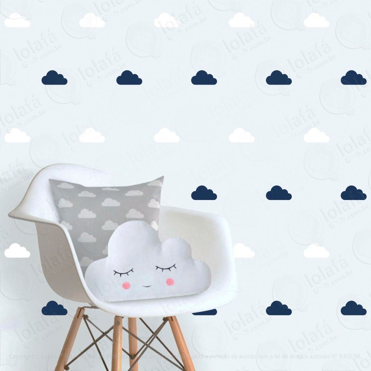 adesivos nuvens 56 peças adesivos para quarto de bebê infantil - mod:84