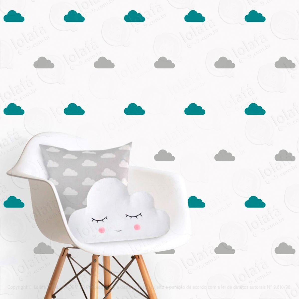 adesivos nuvens 56 peças adesivos para quarto de bebê infantil - mod:86