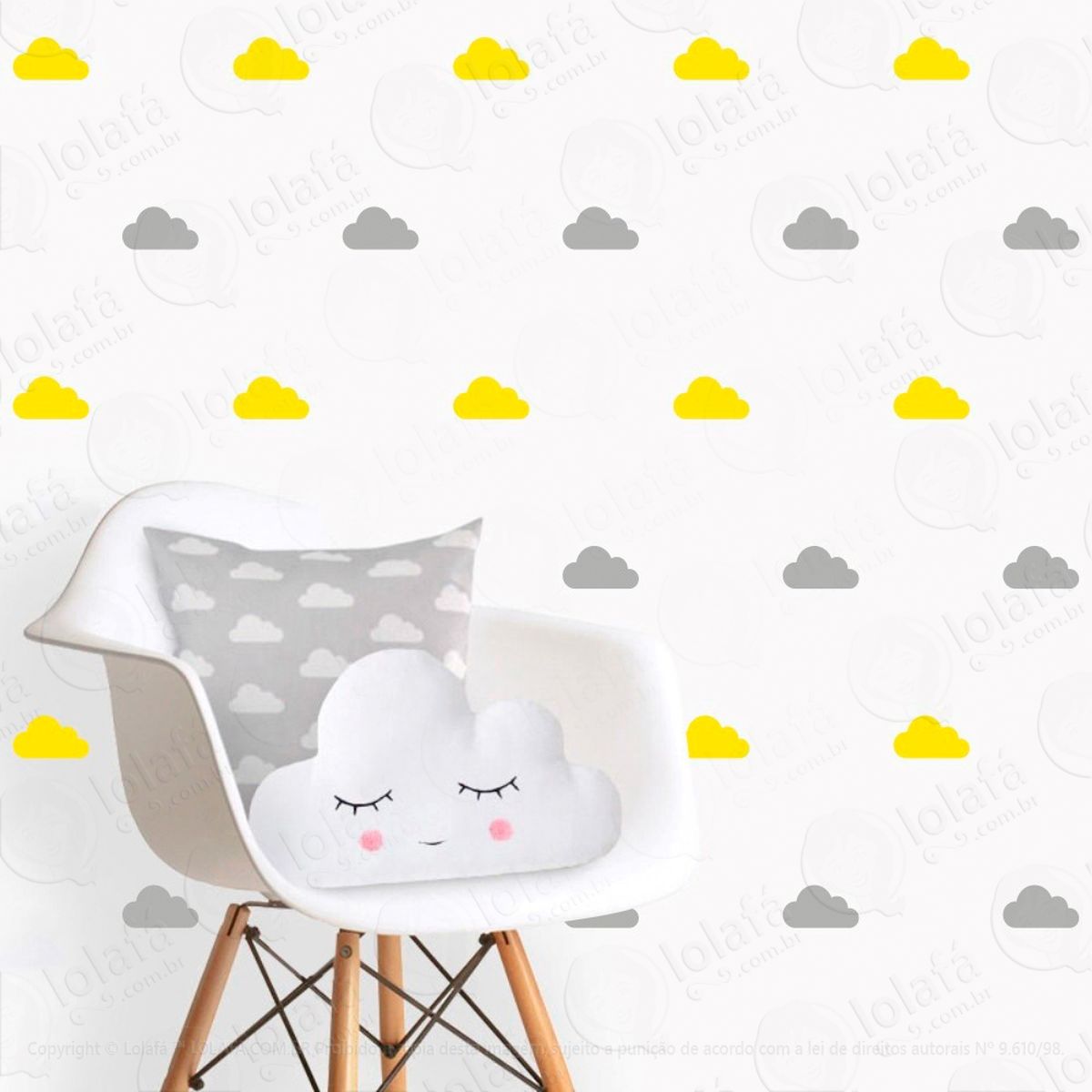 adesivos nuvens 56 peças adesivos para quarto de bebê infantil - mod:89