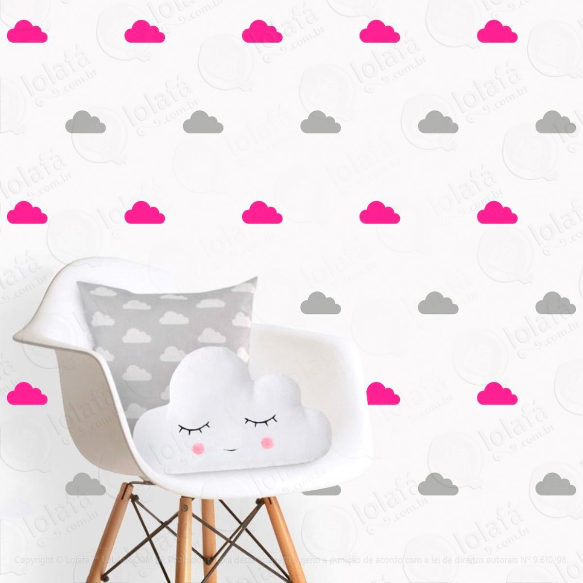 adesivos nuvens 56 peças adesivos para quarto de bebê infantil - mod:93