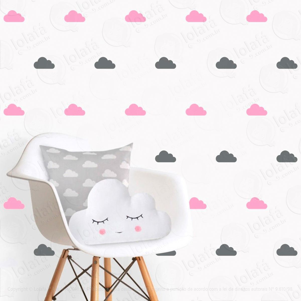adesivos nuvens 56 peças adesivos para quarto de bebê infantil - mod:94