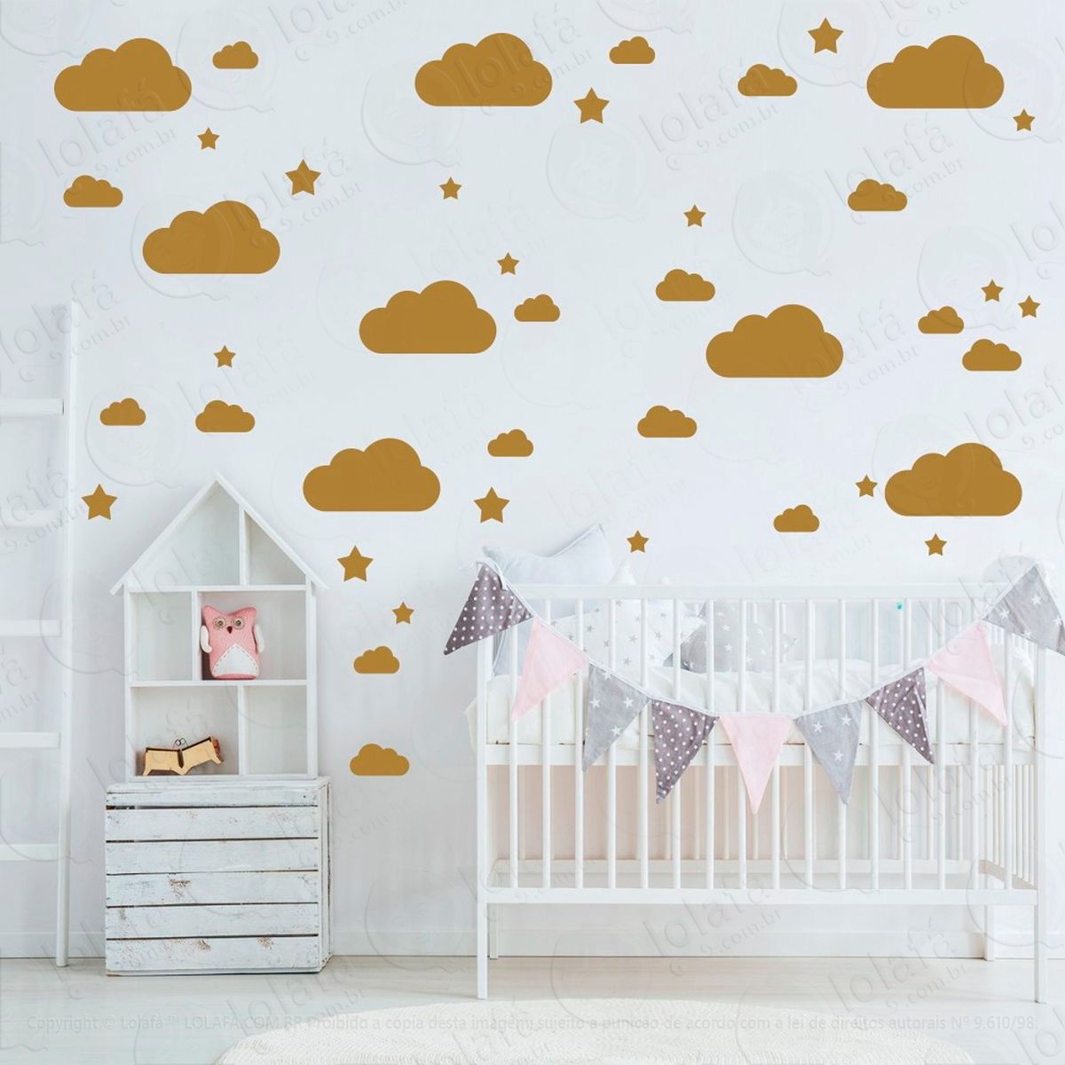 adesivos nuvens e estrelas 139 peças adesivos para quarto de bebê infantil - mod:166
