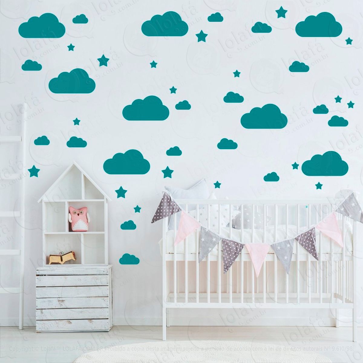 adesivos nuvens e estrelas 139 peças adesivos para quarto de bebê infantil - mod:168