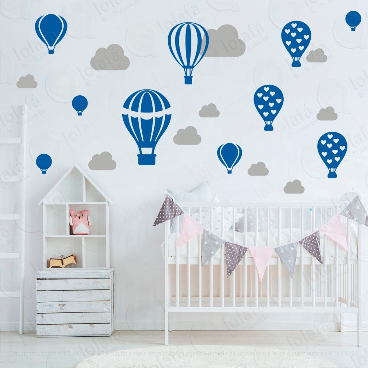 adesivos balões e nuvens 28 peças adesivos para quarto de bebê infantil - mod:171