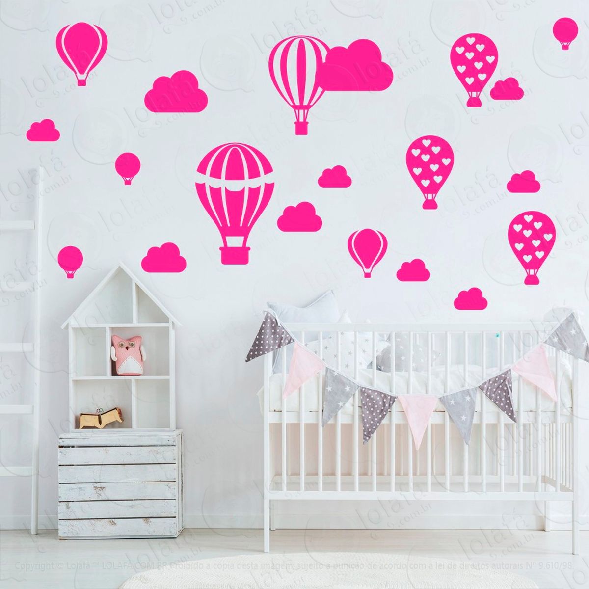 adesivos balões e nuvens 28 peças adesivos para quarto de bebê infantil - mod:176