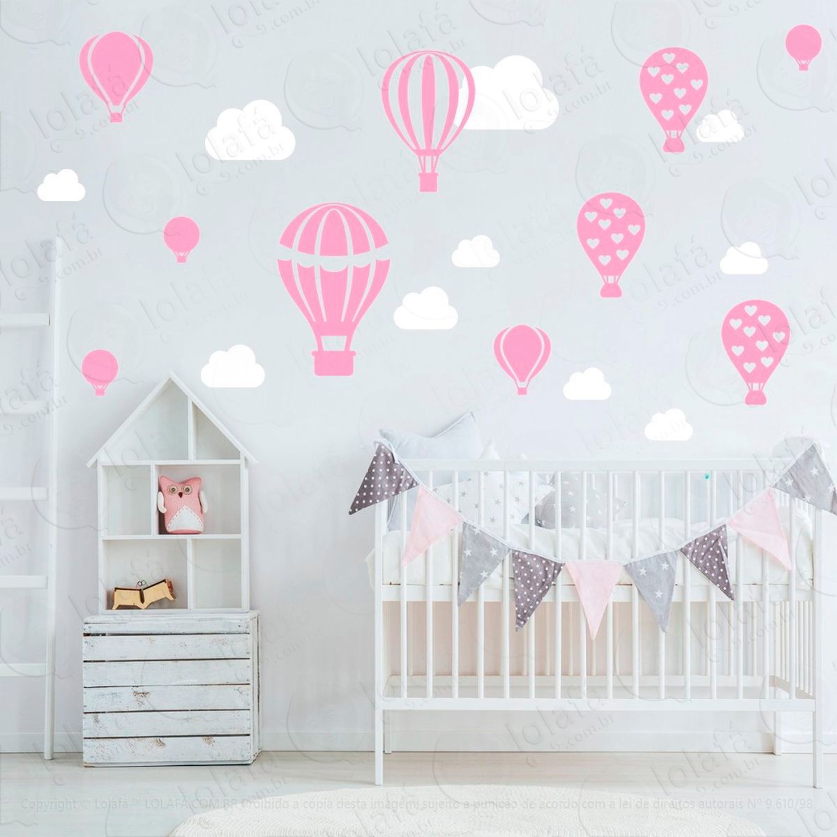 adesivos balões e nuvens 28 peças adesivos para quarto de bebê infantil - mod:178