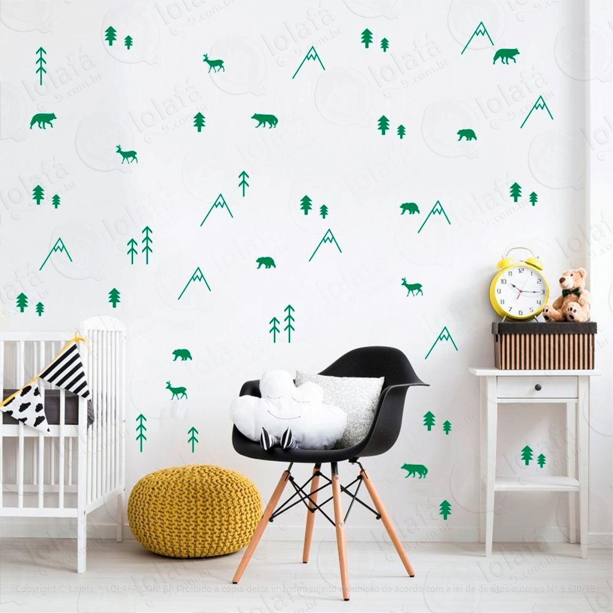 adesivos floresta 132 peças adesivos para quarto de bebê infantil - mod:208