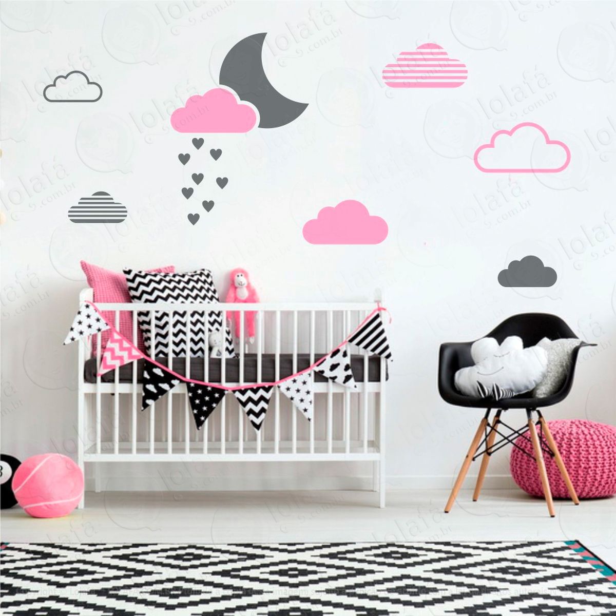 adesivos lua e nuvens 15 peças adesivos para quarto de bebê infantil - mod:235