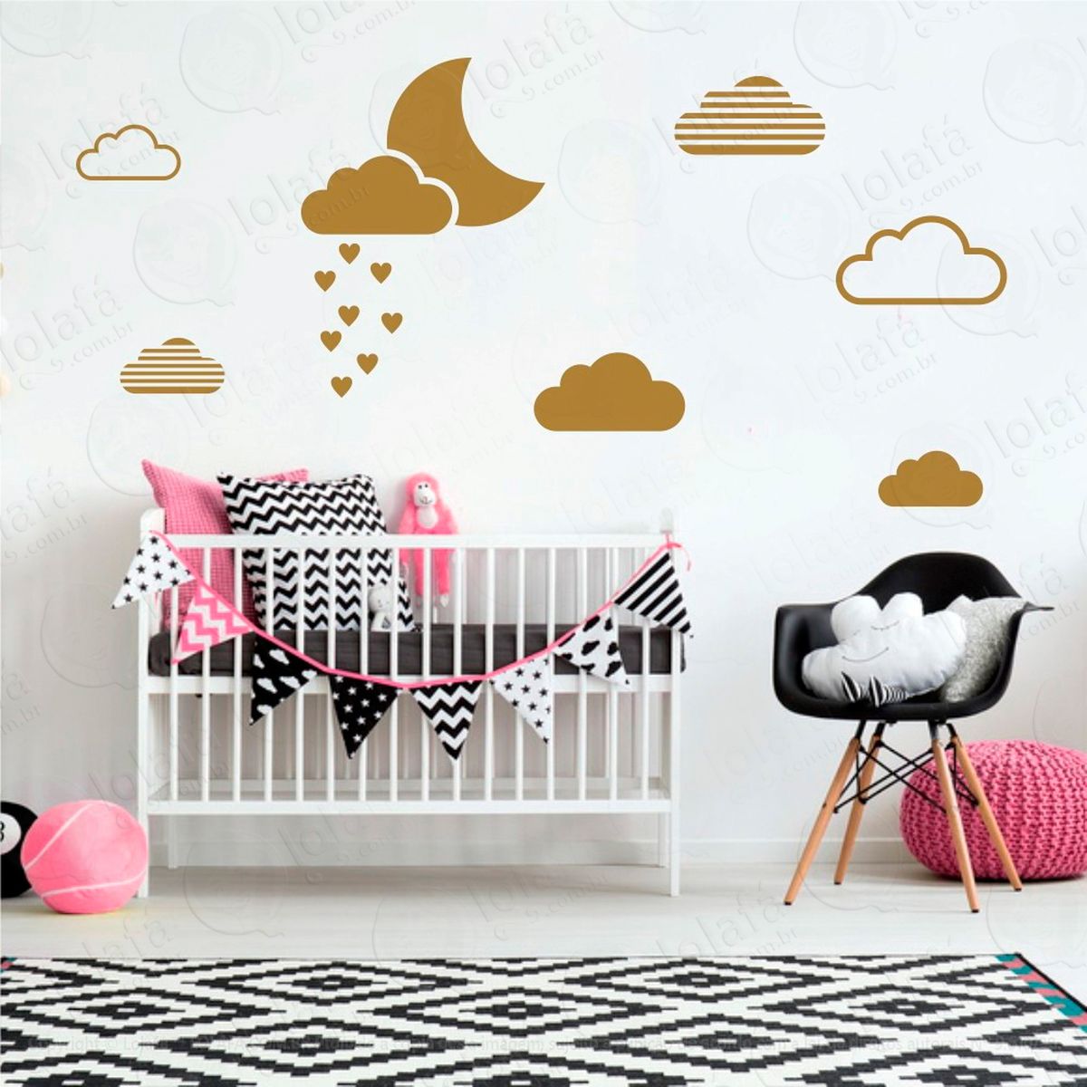 adesivos lua e nuvens 15 peças adesivos para quarto de bebê infantil - mod:236