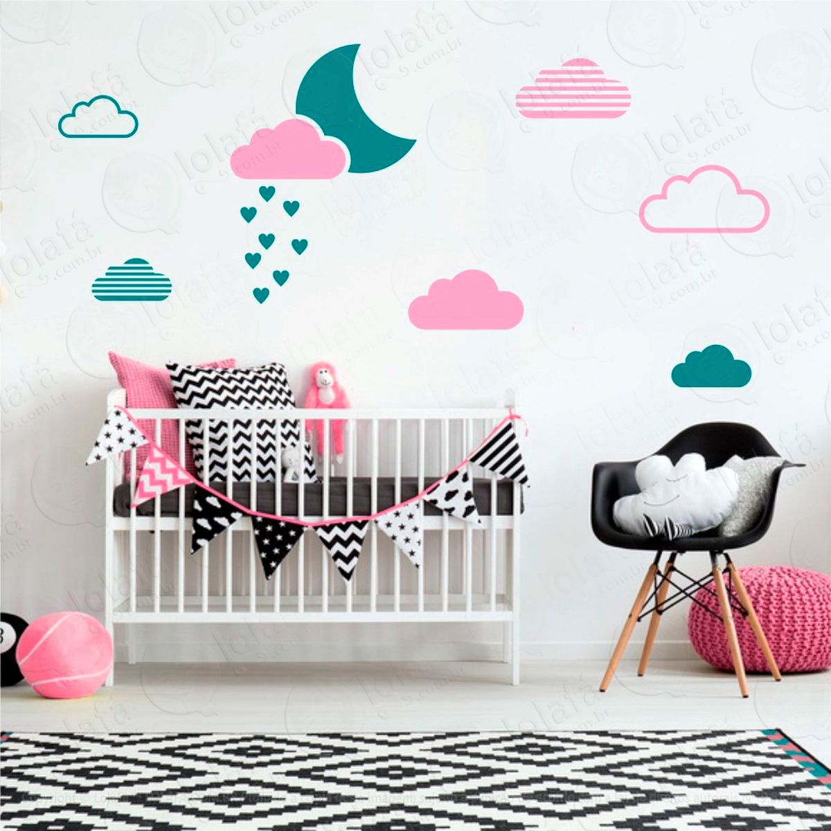 adesivos lua e nuvens 15 peças adesivos para quarto de bebê infantil - mod:246