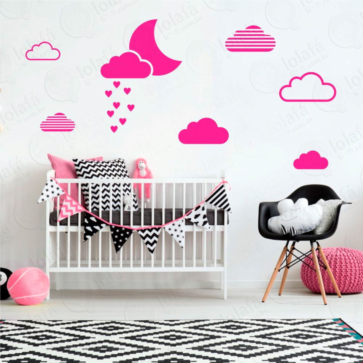 adesivos lua e nuvens 15 peças adesivos para quarto de bebê infantil - mod:248