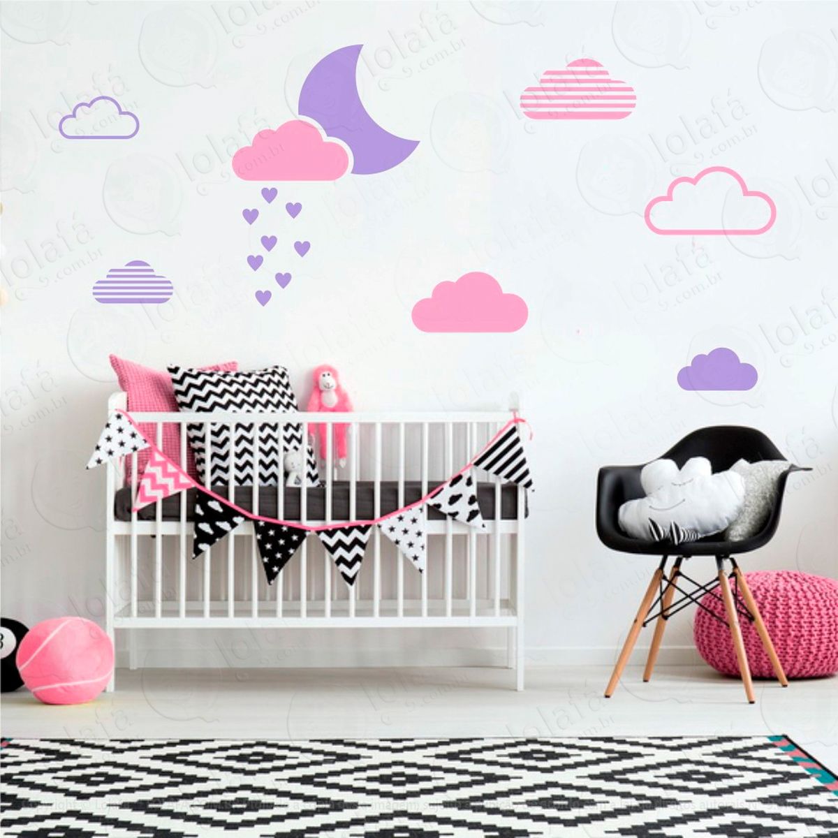 adesivos lua e nuvens 15 peças adesivos para quarto de bebê infantil - mod:250