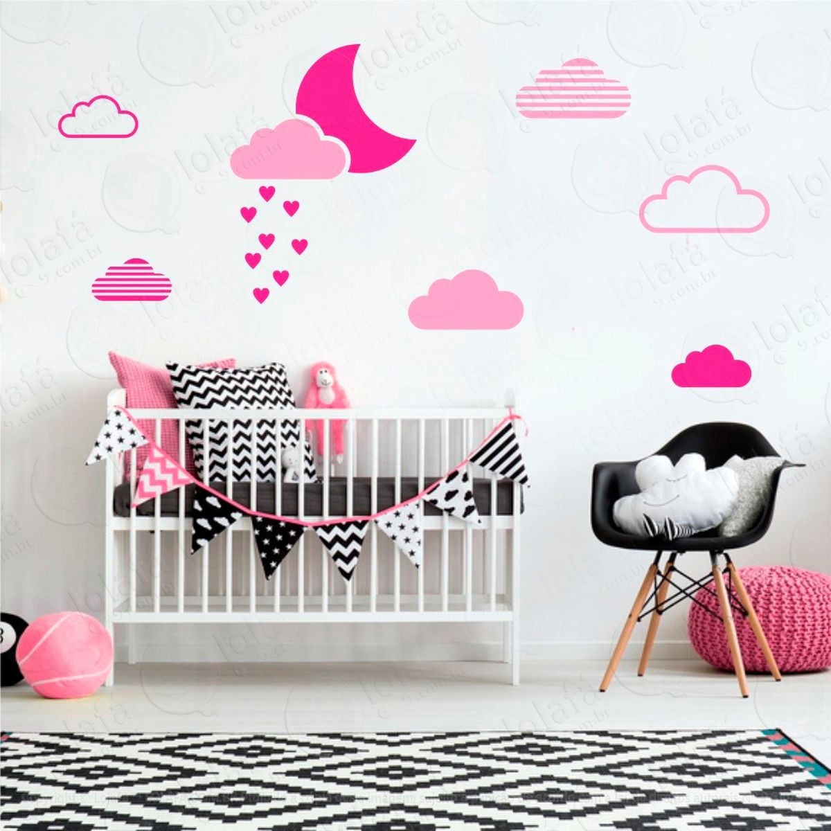 adesivos lua e nuvens 15 peças adesivos para quarto de bebê infantil - mod:251