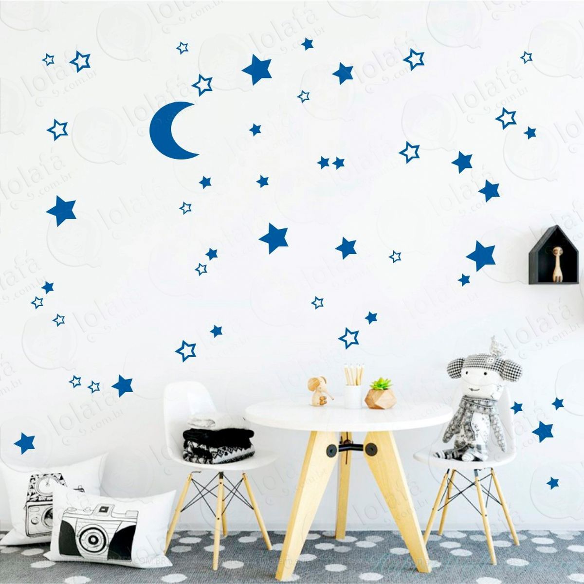 adesivos lua e estrelas 66 peças adesivos para quarto de bebê infantil - mod:283