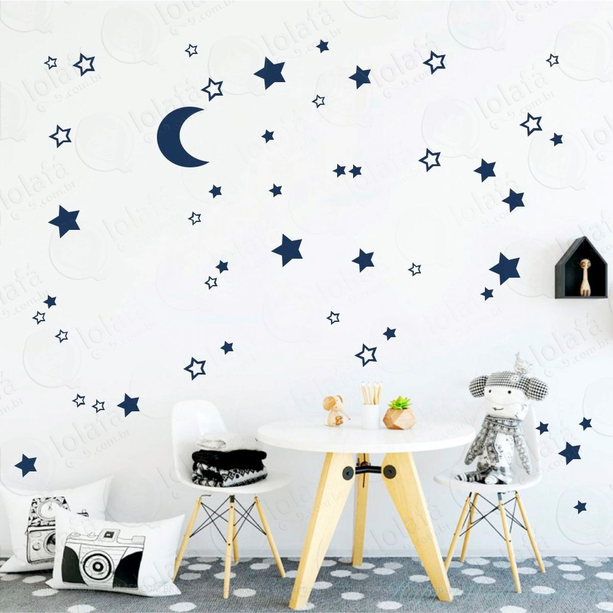 adesivos lua e estrelas 66 peças adesivos para quarto de bebê infantil - mod:284