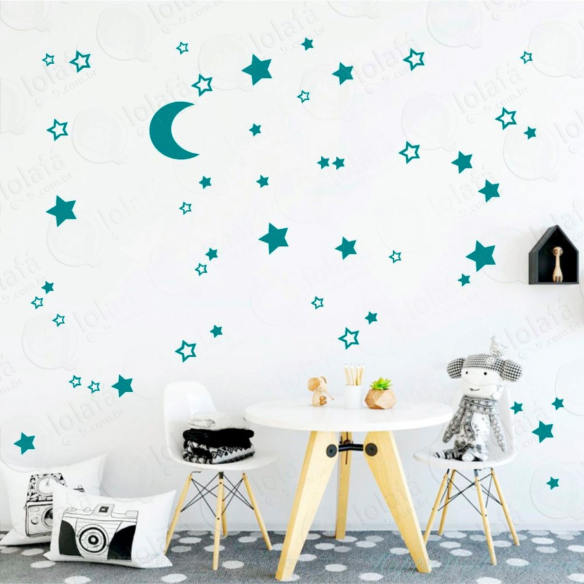 adesivos lua e estrelas 66 peças adesivos para quarto de bebê infantil - mod:286
