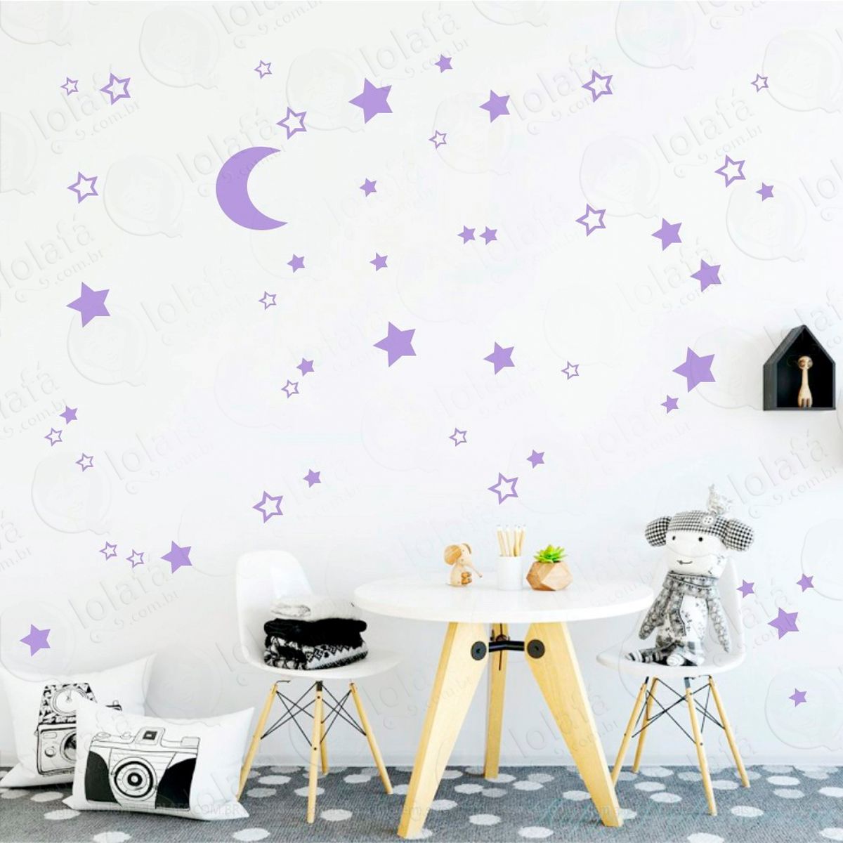 adesivos lua e estrelas 66 peças adesivos para quarto de bebê infantil - mod:289