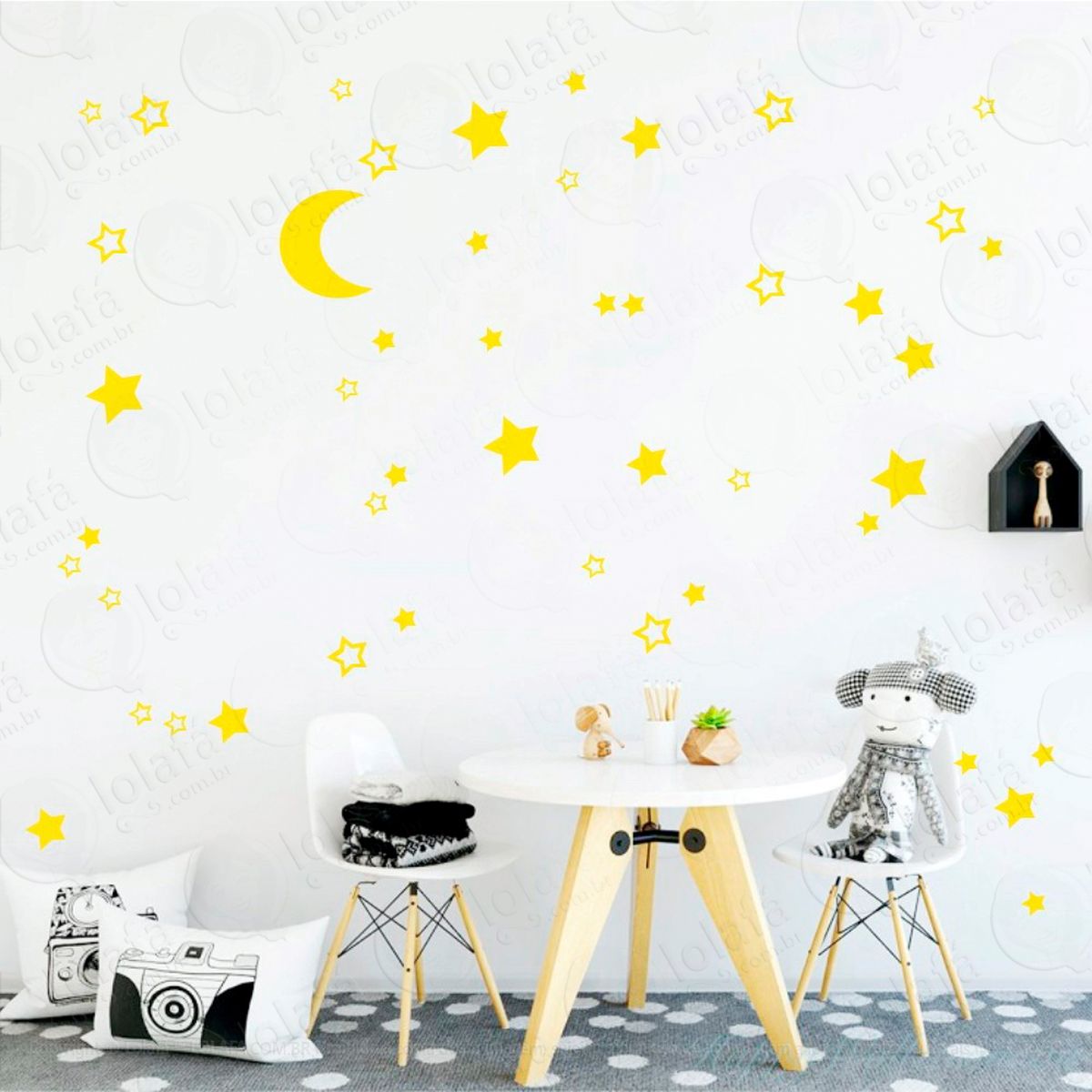adesivos lua e estrelas 66 peças adesivos para quarto de bebê infantil - mod:291