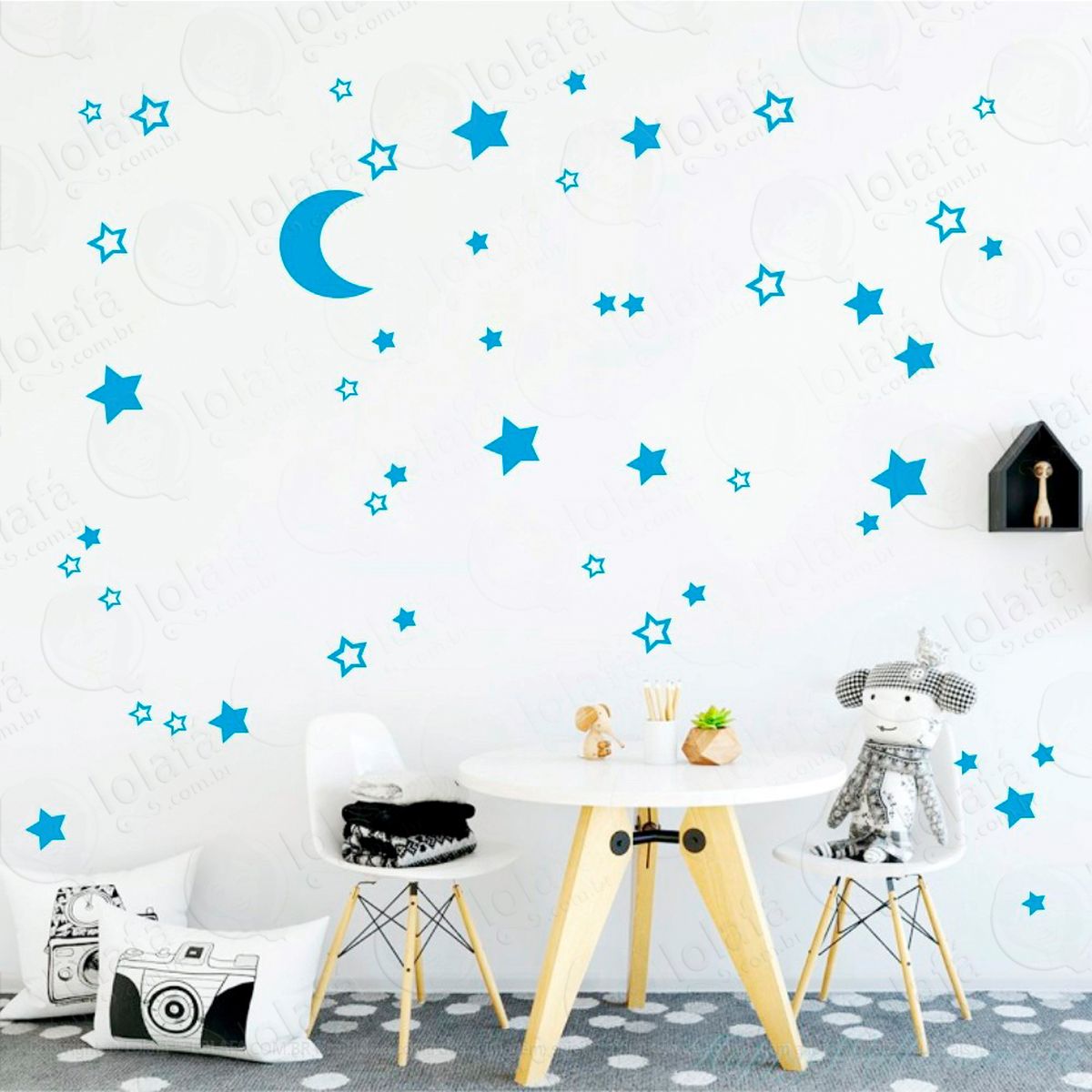 adesivos lua e estrelas 66 peças adesivos para quarto de bebê infantil - mod:293