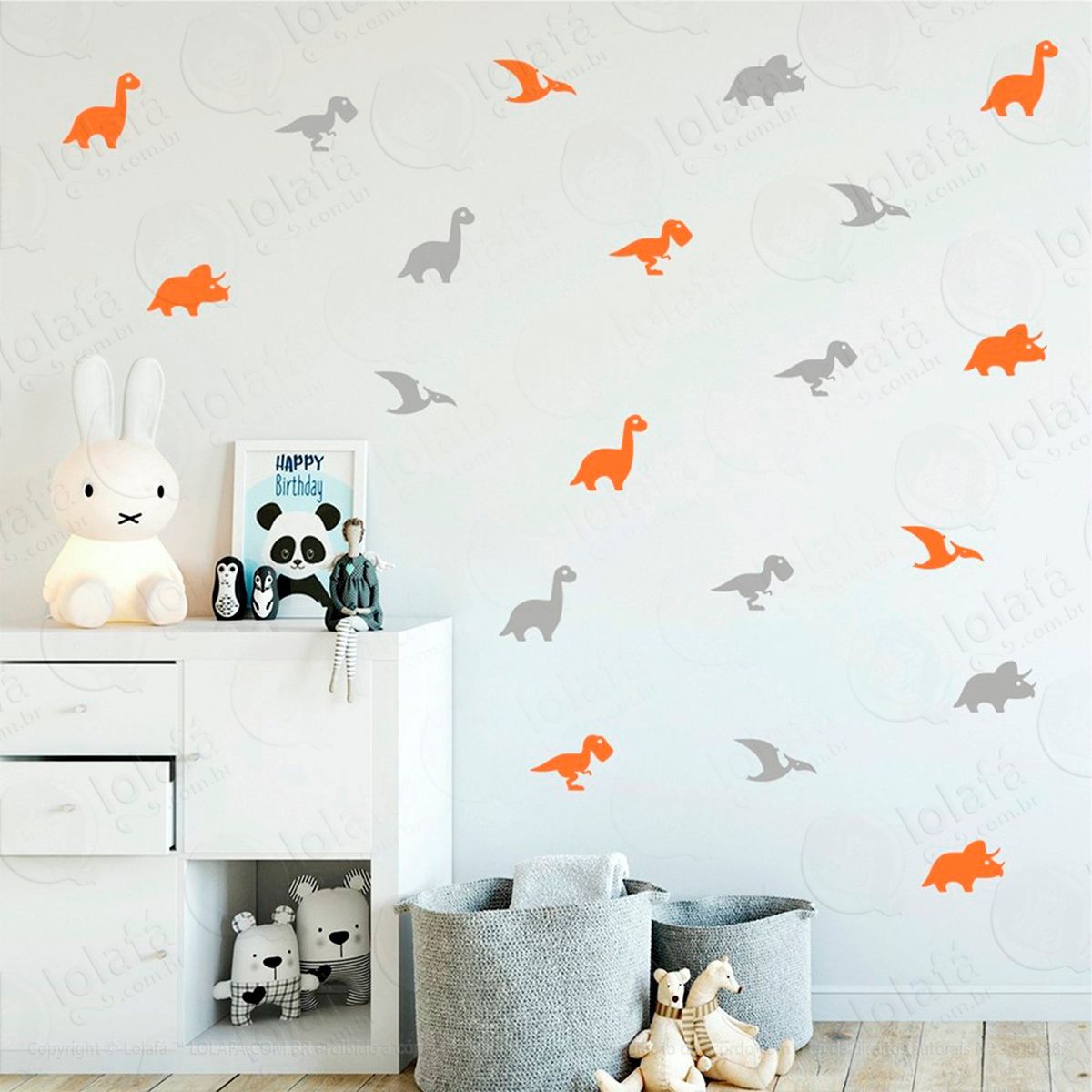 adesivos dinossauros 64 peças adesivos para quarto de bebê infantil - mod:433