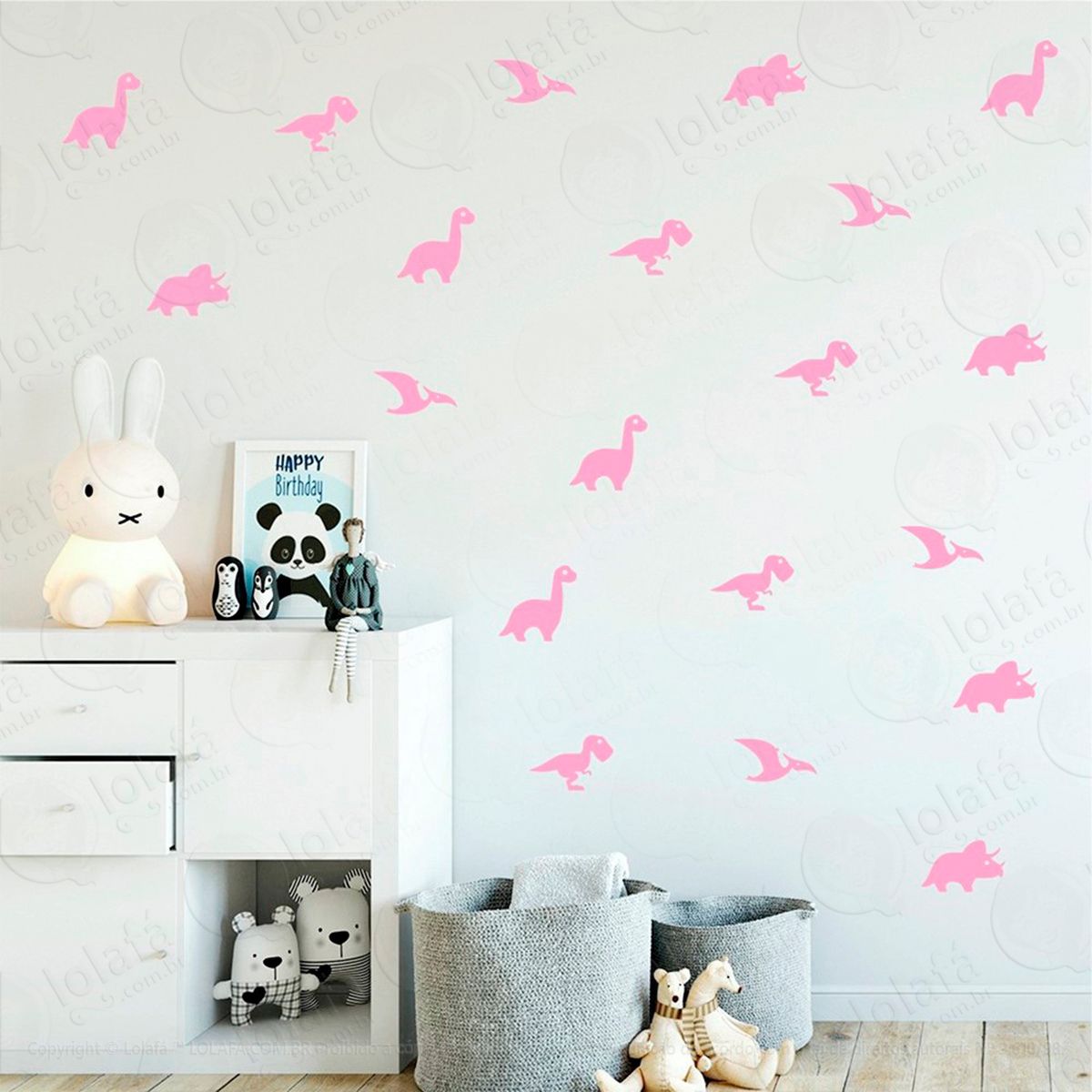 adesivos dinossauros 64 peças adesivos para quarto de bebê infantil - mod:437