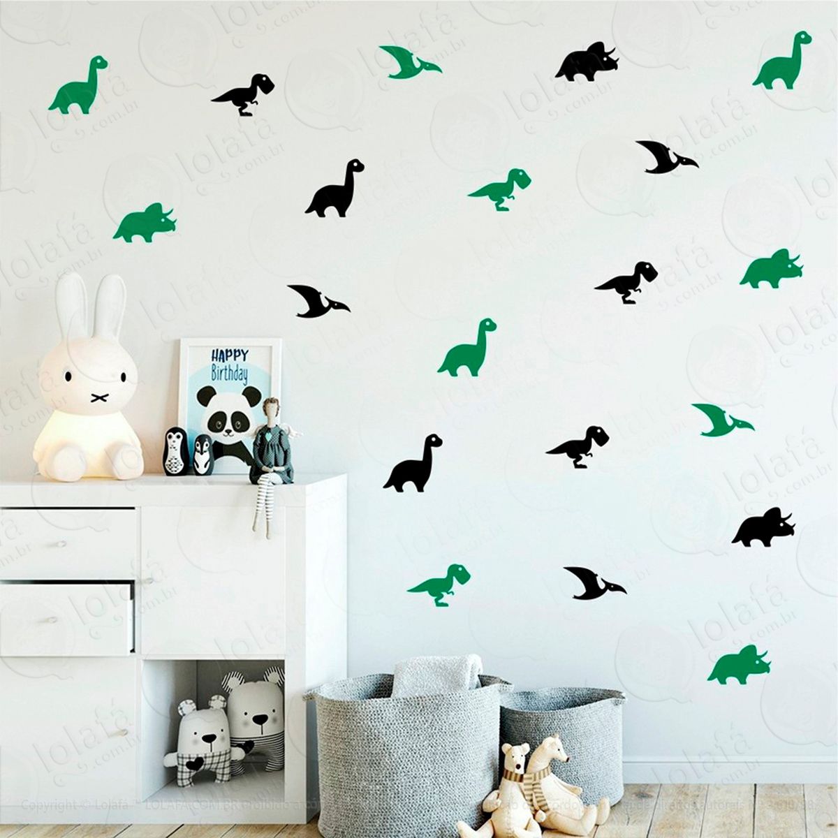 adesivos dinossauros 64 peças adesivos para quarto de bebê infantil - mod:440