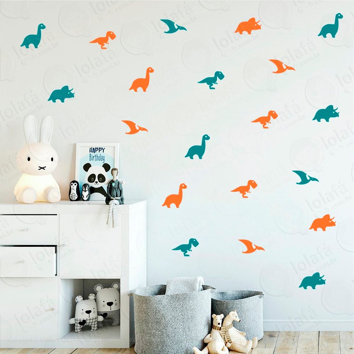 adesivos dinossauros 64 peças adesivos para quarto de bebê infantil - mod:441