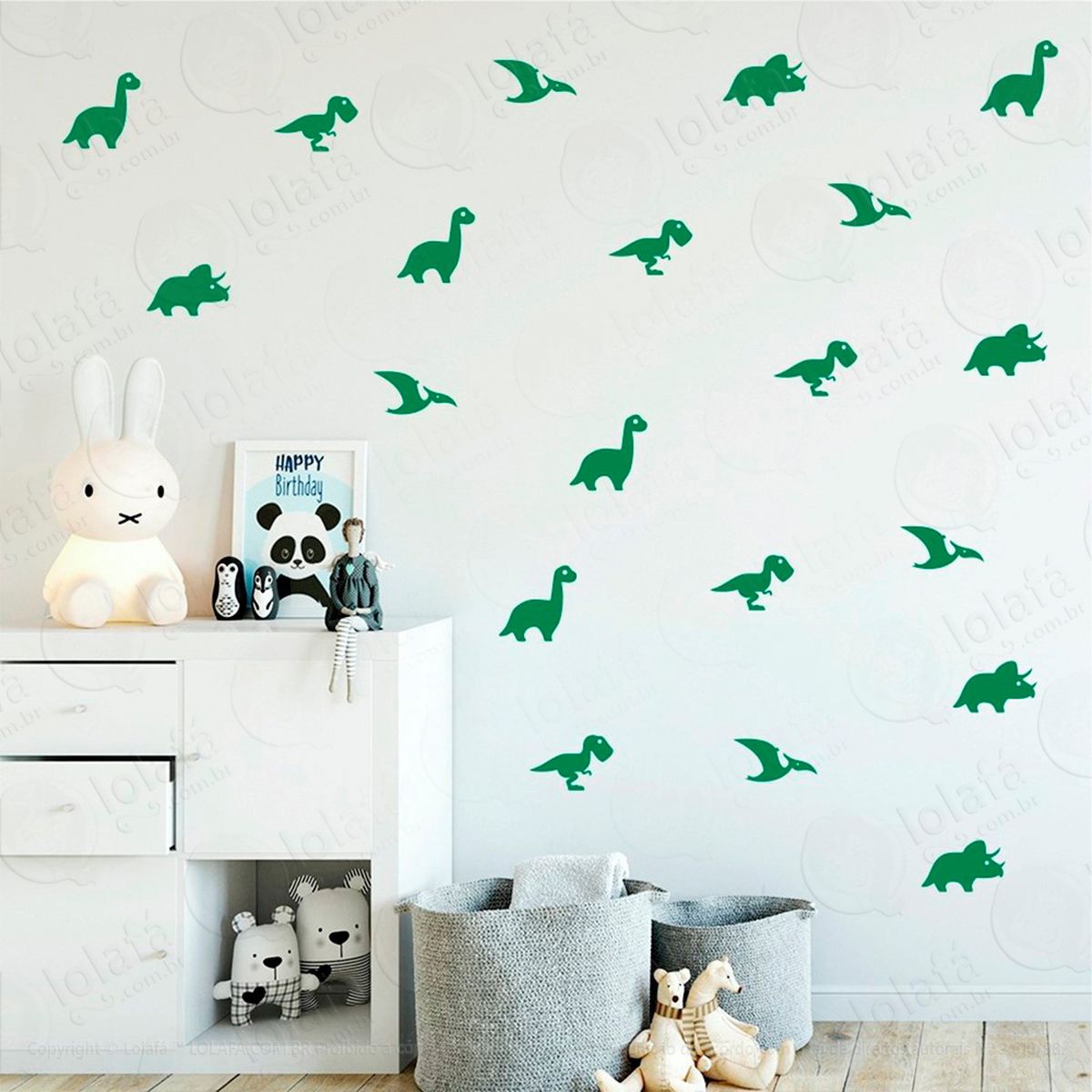 adesivos dinossauros 64 peças adesivos para quarto de bebê infantil - mod:444