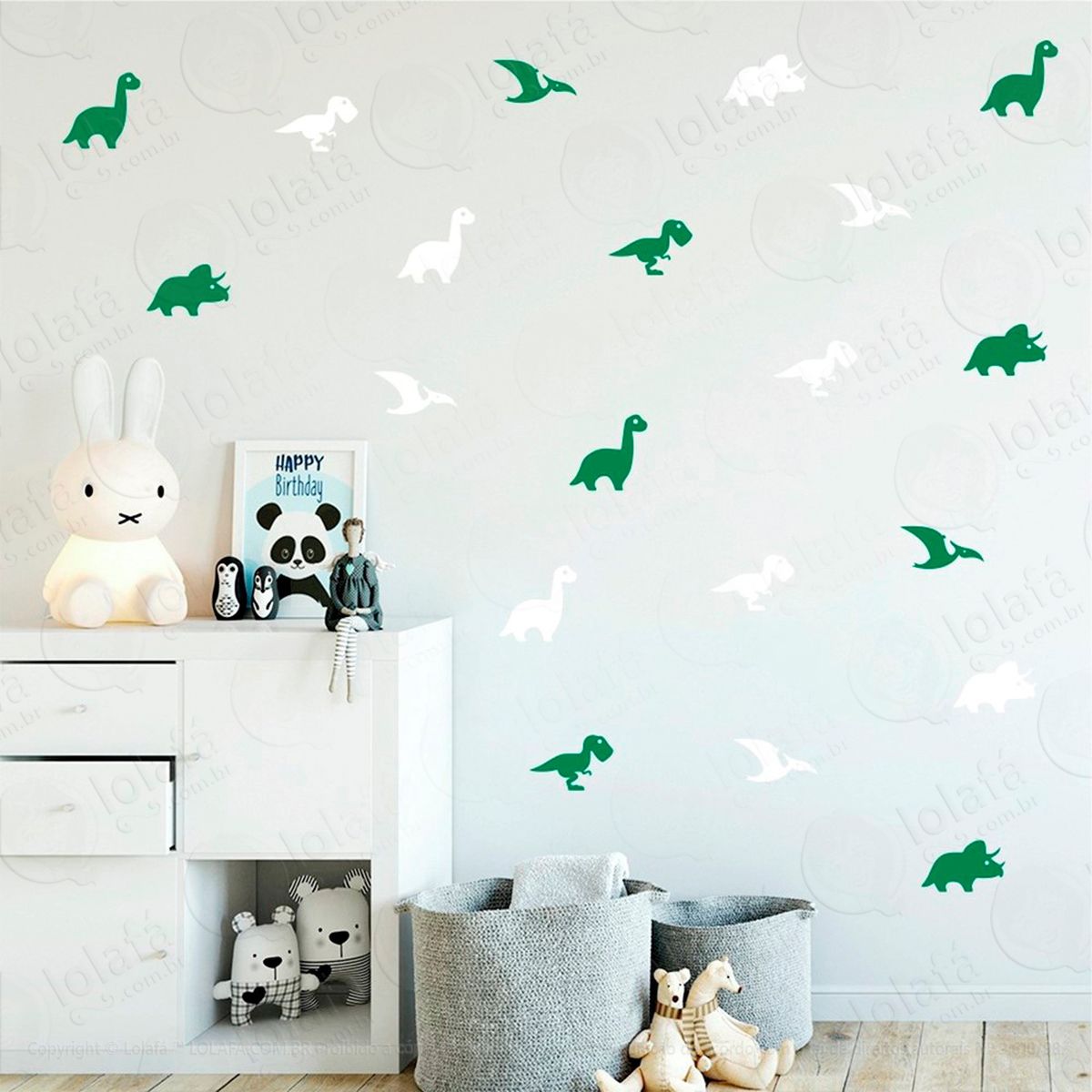 adesivos dinossauros 64 peças adesivos para quarto de bebê infantil - mod:445