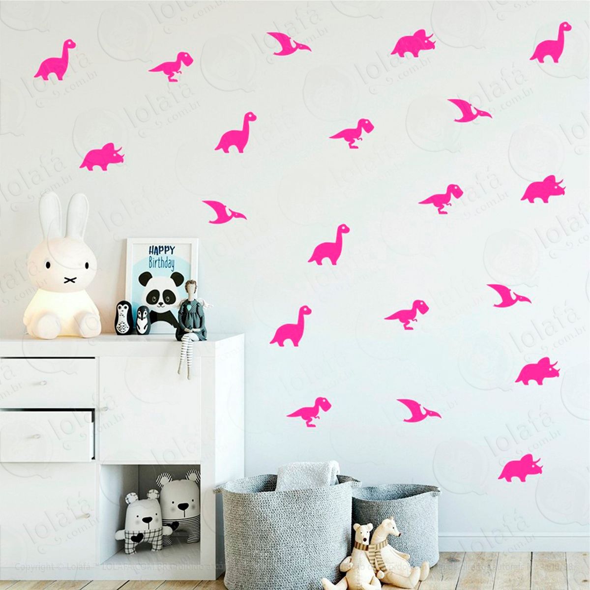 adesivos dinossauros 64 peças adesivos para quarto de bebê infantil - mod:446