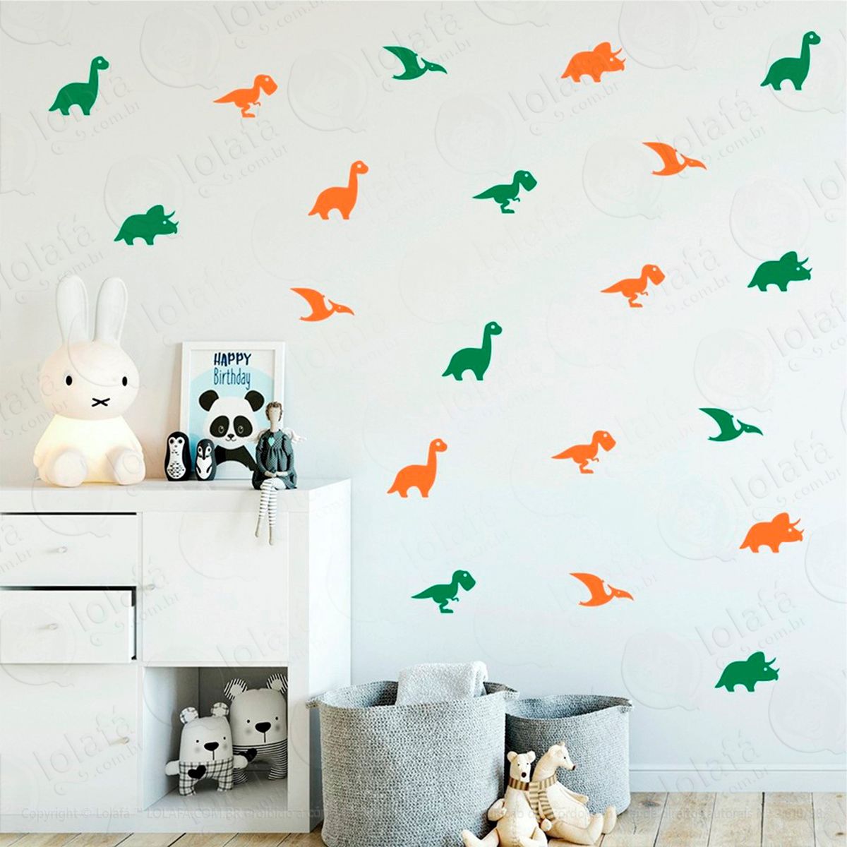 adesivos dinossauros 64 peças adesivos para quarto de bebê infantil - mod:448