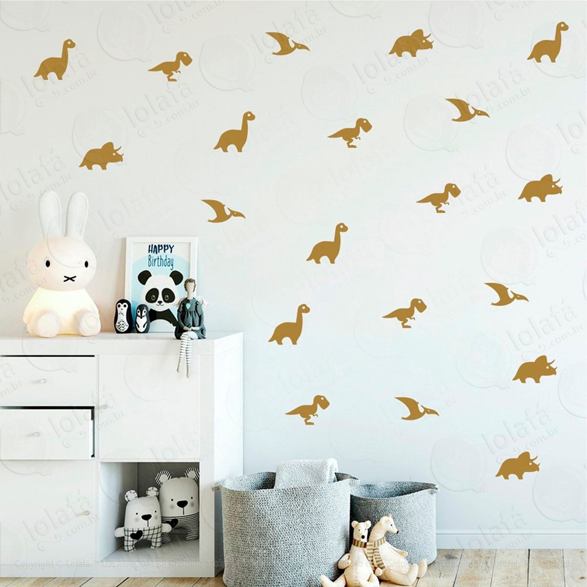 adesivos dinossauros 64 peças adesivos para quarto de bebê infantil - mod:450