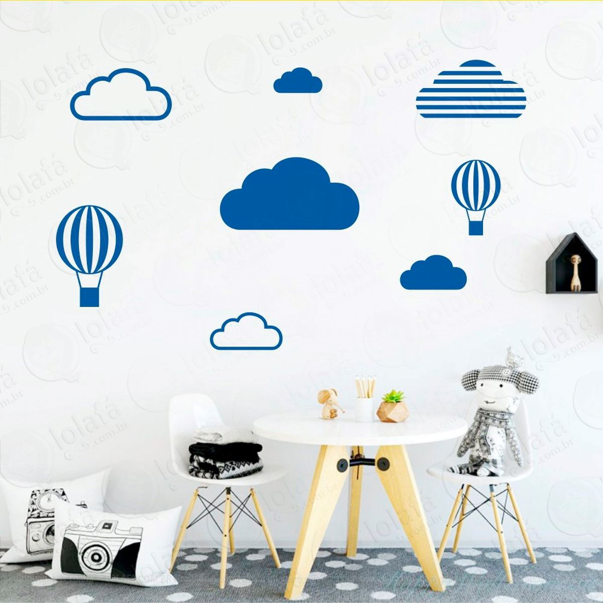 adesivos nuvens e balões 8 peças adesivos para quarto de bebê infantil - mod:471