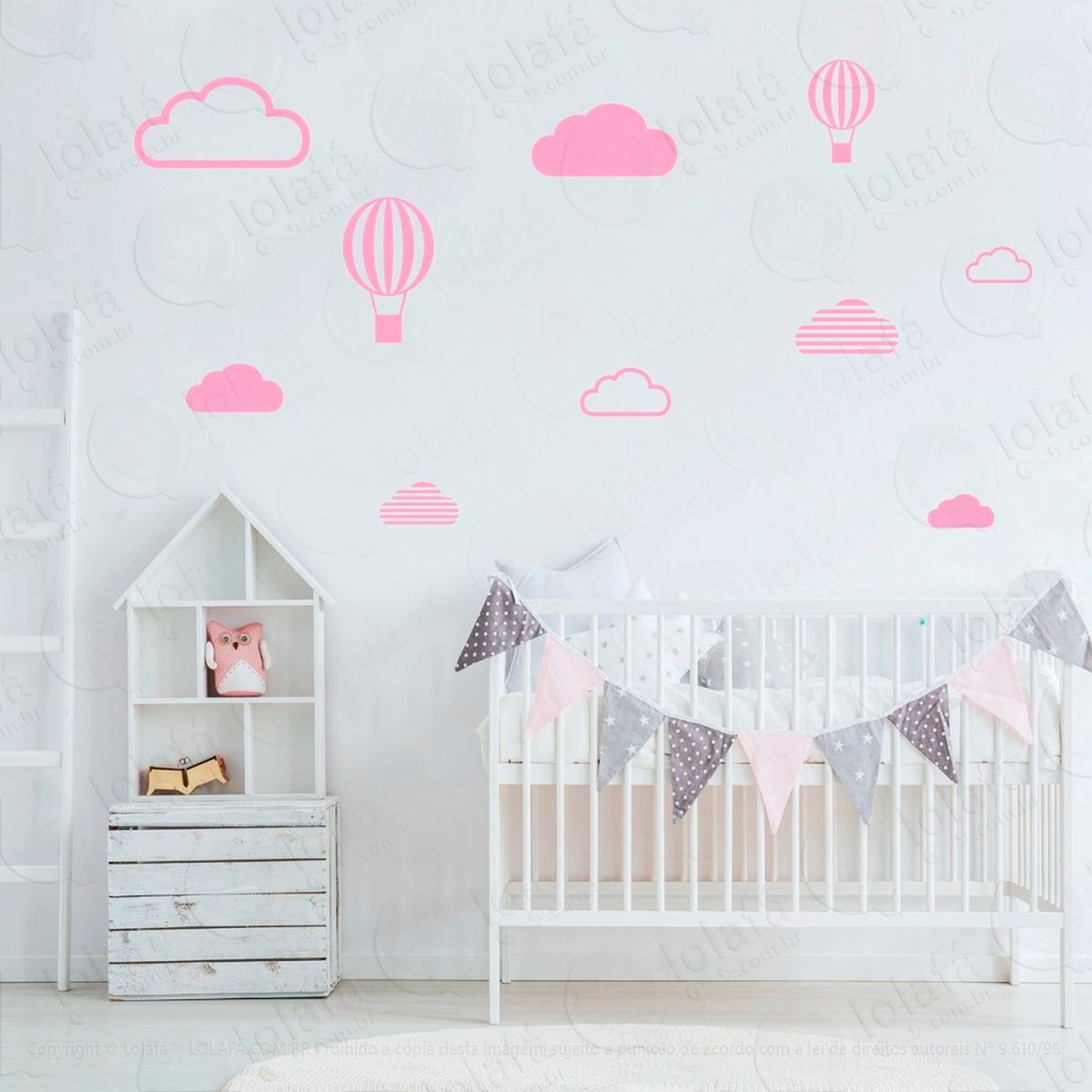adesivos nuvens e balões 10 peças adesivos para quarto de bebê infantil - mod:476