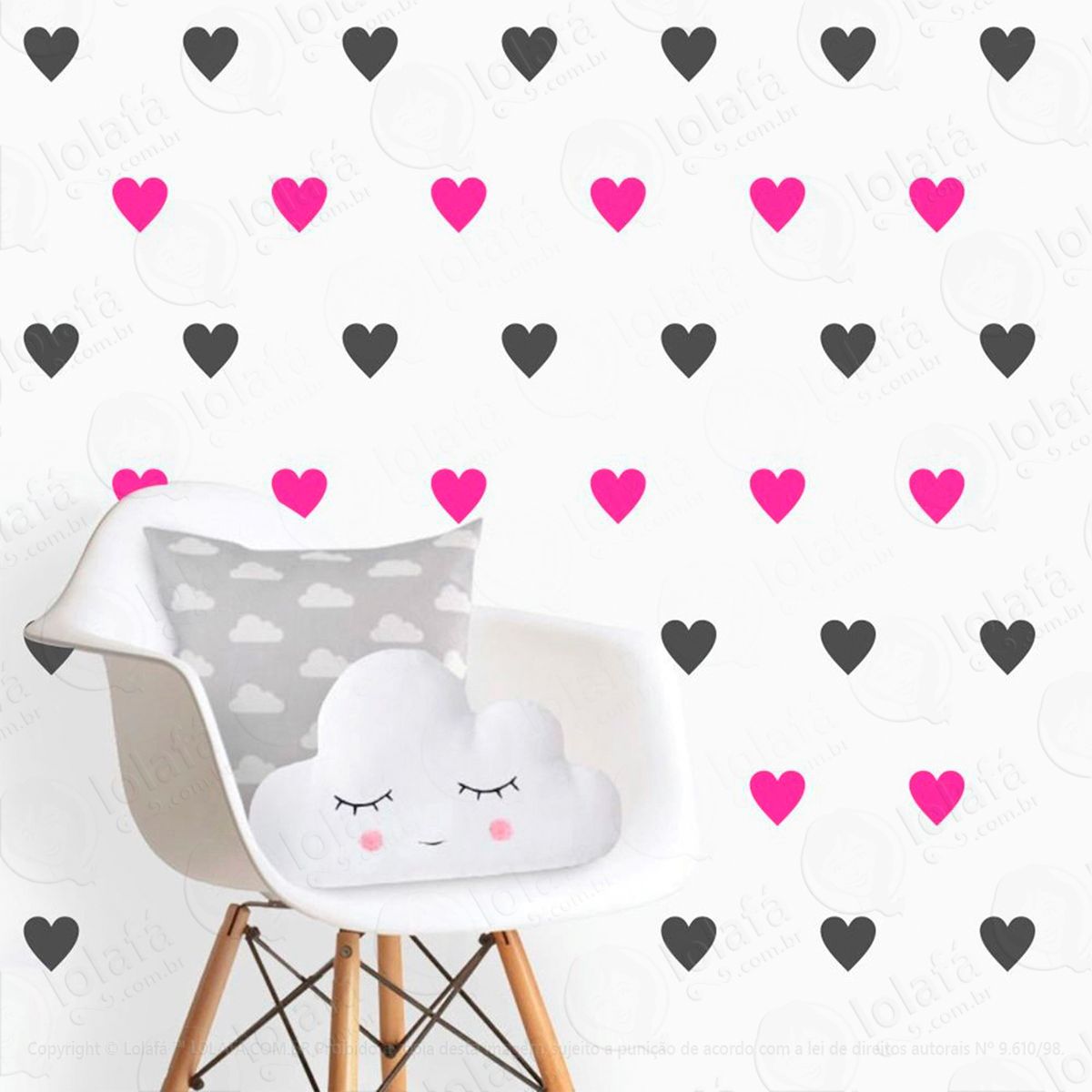 adesivos corações 96 peças adesivos para quarto de bebê infantil - mod:507