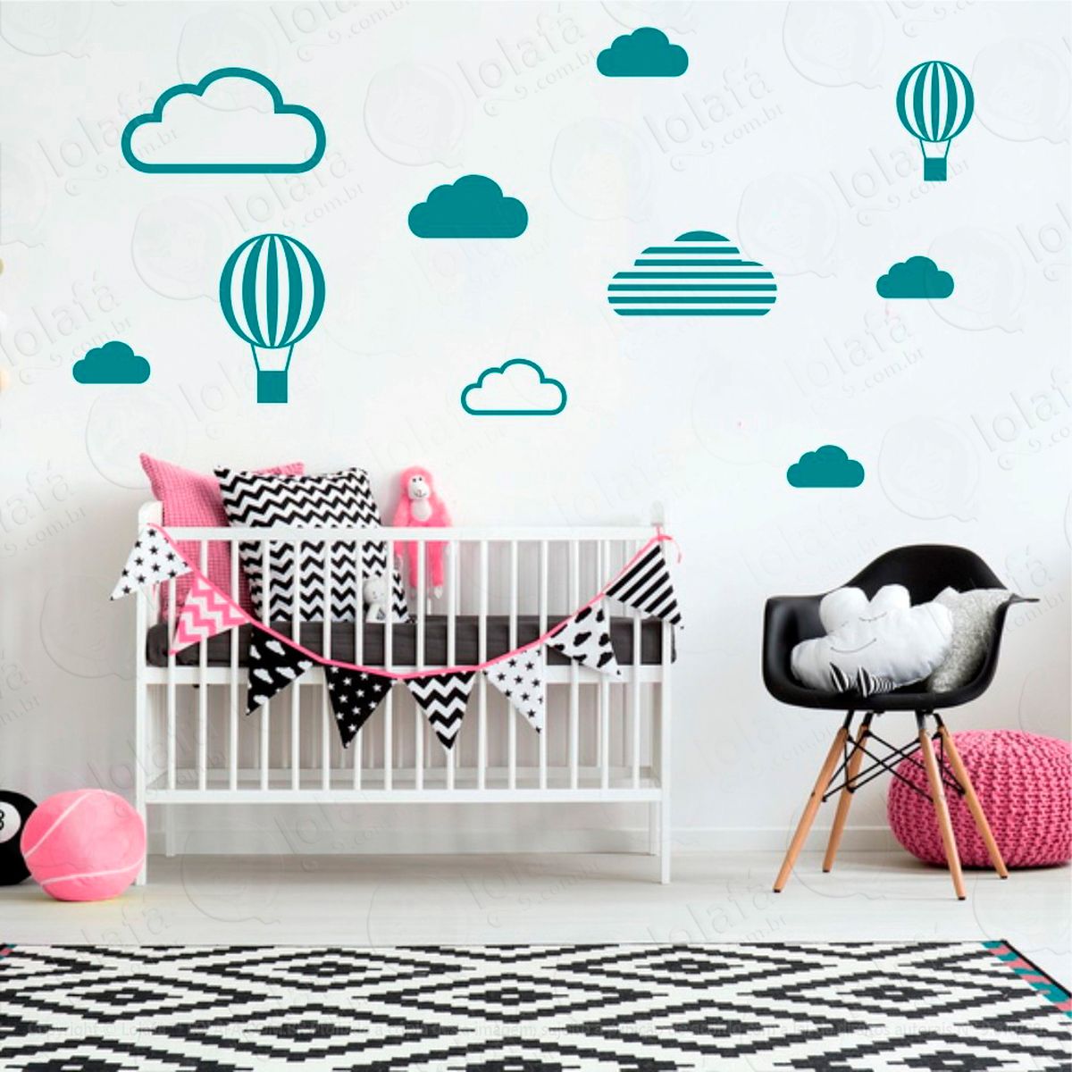 adesivos nuvens e balões 10 peças adesivos para quarto de bebê infantil - mod:530