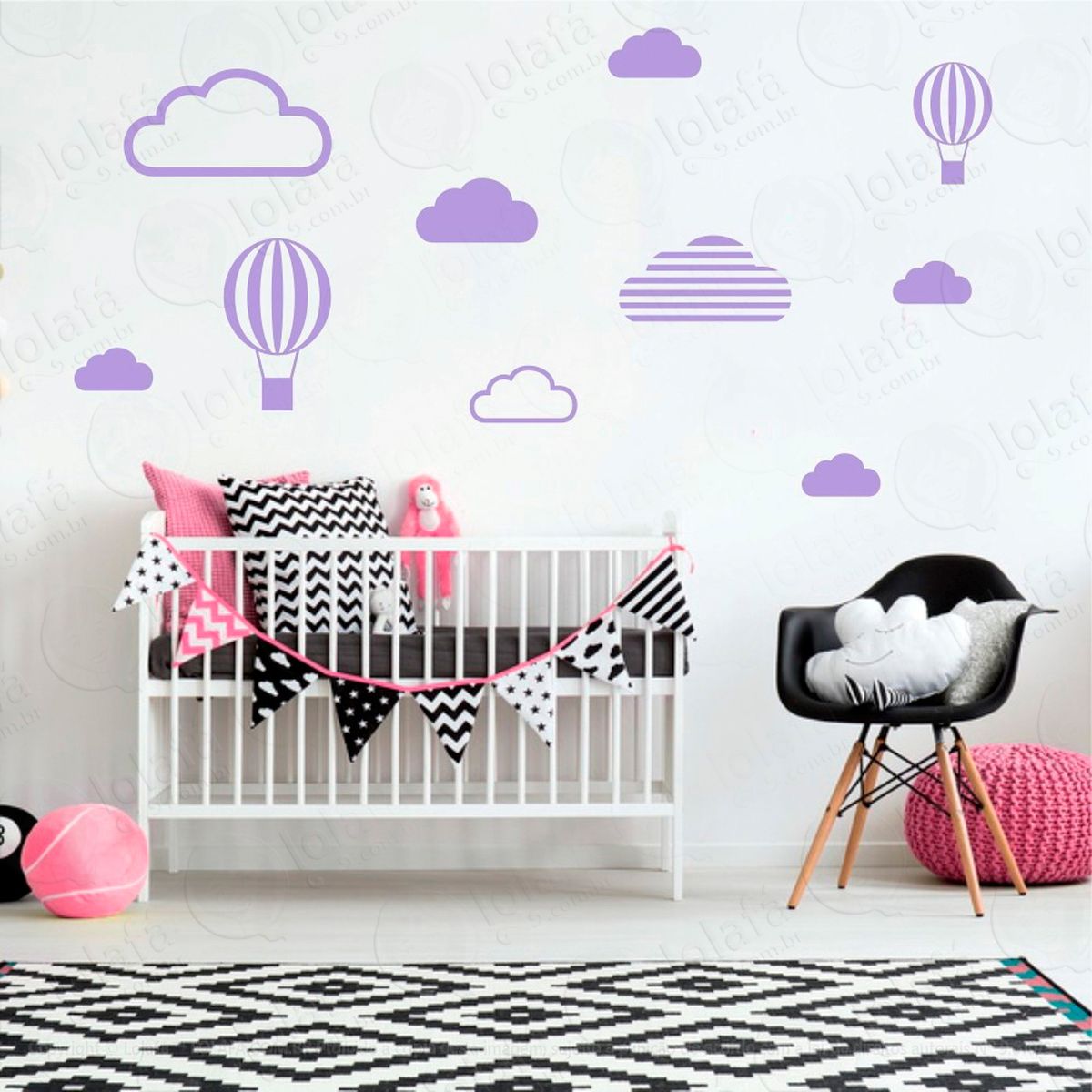 adesivos nuvens e balões 10 peças adesivos para quarto de bebê infantil - mod:533