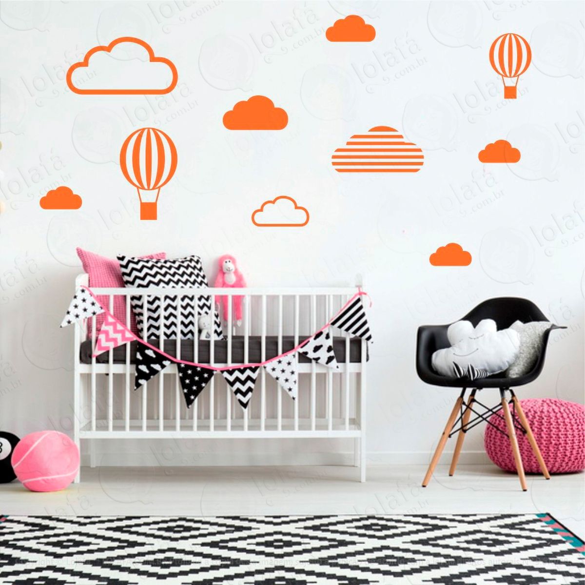 adesivos nuvens e balões 10 peças adesivos para quarto de bebê infantil - mod:534
