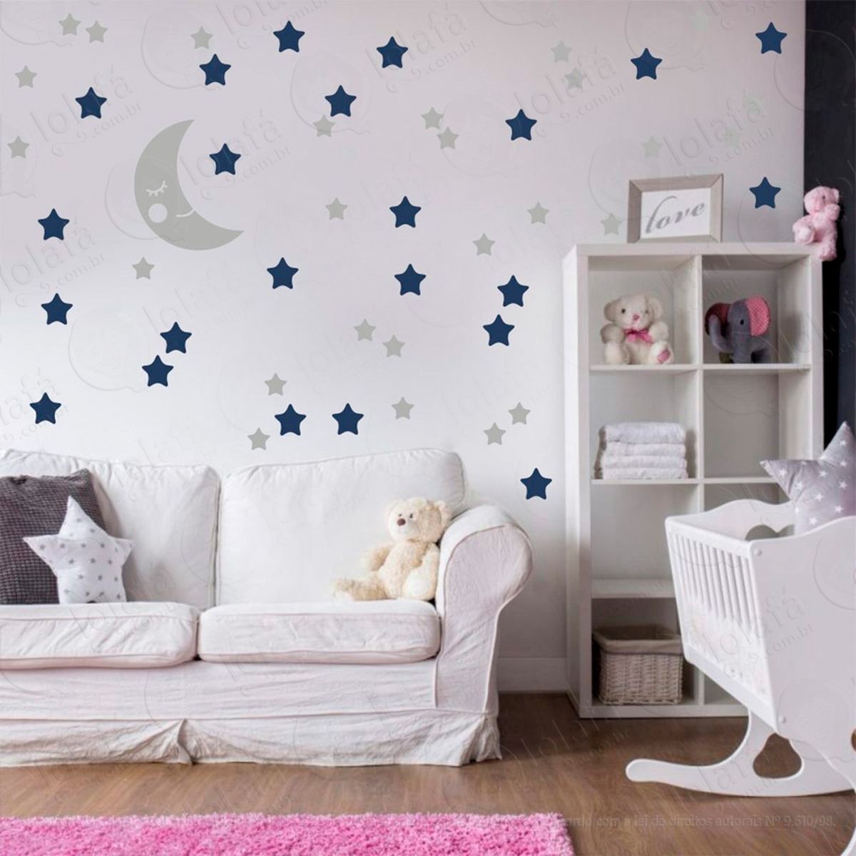 adesivos lua e estrelas 53 peças adesivos para quarto de bebê infantil - mod:580