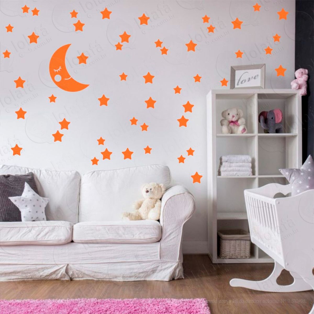 adesivos lua e estrelas 53 peças adesivos para quarto de bebê infantil - mod:583