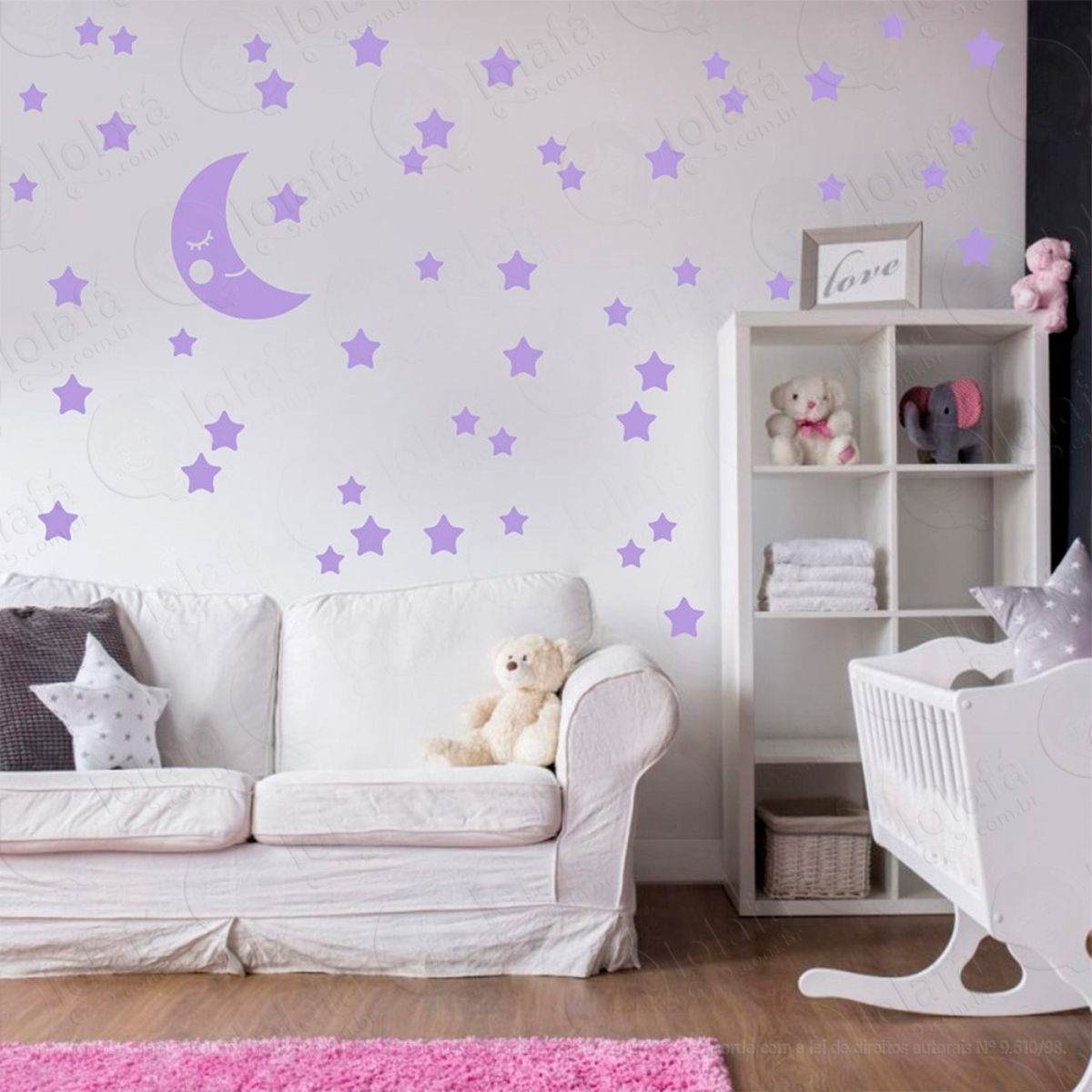 adesivos lua e estrelas 53 peças adesivos para quarto de bebê infantil - mod:584