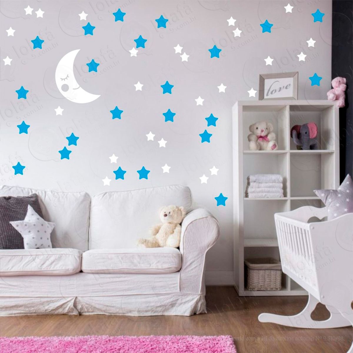 adesivos lua e estrelas 53 peças adesivos para quarto de bebê infantil - mod:592