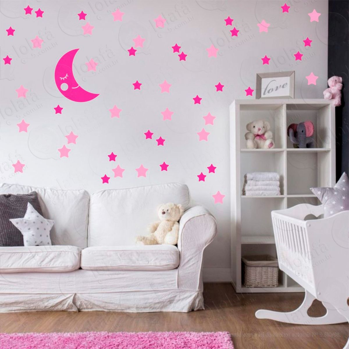 adesivos lua e estrelas 53 peças adesivos para quarto de bebê infantil - mod:594